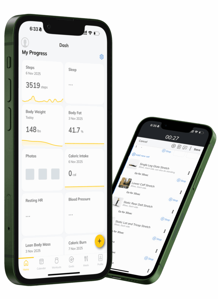 Fitness app displaying user progress